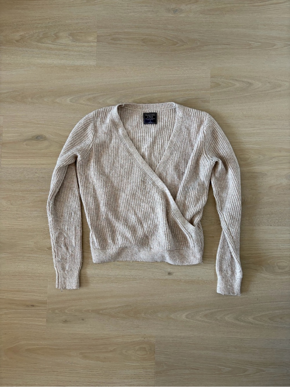 Abercrombie & Fitch Women's Cream Wrap Rib-Knit Sweater Size S